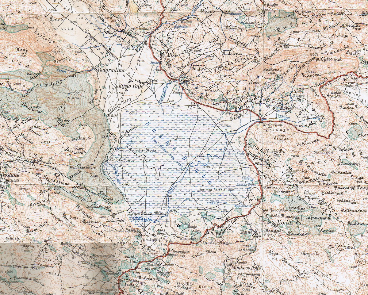 Topografska karta Prisoja i Bu�kog jezera iz 1931. godine.